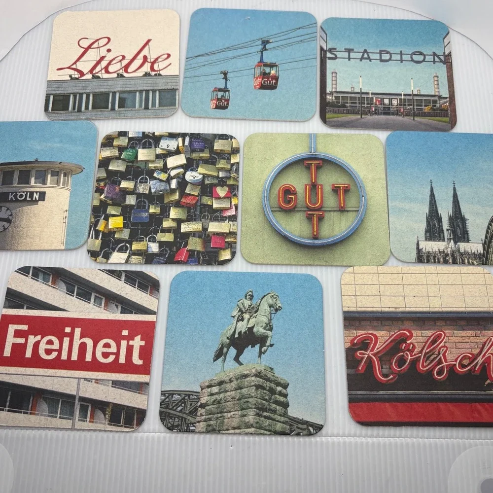 Cologne Germany Souvenir Coasters Set of 10 CardboardCity Views Landmarks Travel